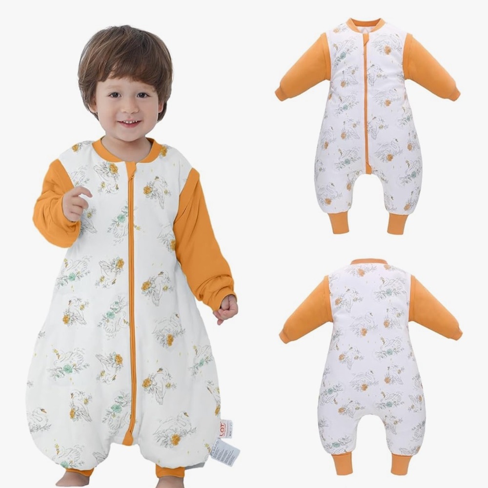 Floral Kids Sleep Sack with Orange Sleeves